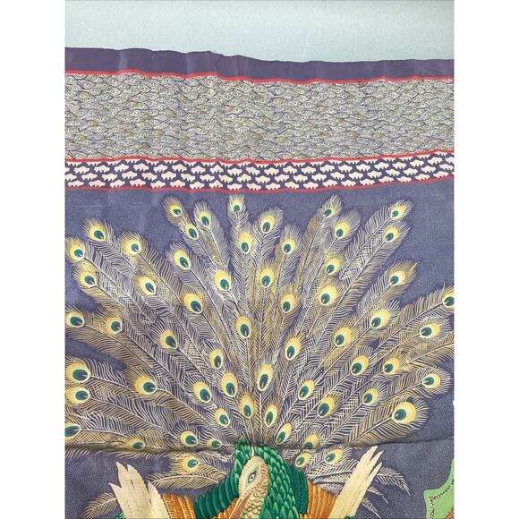 Vintage Peacocks 100% Silk Scarf - 34x30” - Picture 9 of 9
